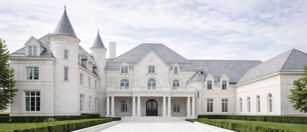 Grand white château mansion exterior